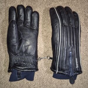 🔥USA Vintage Saranac Navy Premium Leather Women's M Insulated Ski Winter Gloves